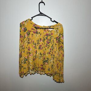 Altar’d State Boho Crop Full Top Women XS Balloon Sleeve Button Back Floral